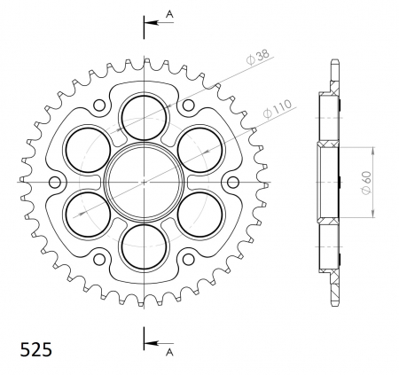 Rear sprocket SUPERSPROX STEALTH RST-737_525:40-BLK Negru 40T, 525 [1]