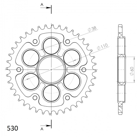 Rear sprocket SUPERSPROX STEALTH RST-737_530:40-BLK Negru 40T, 530 [1]