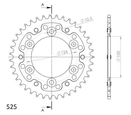 Rear sprocket SUPERSPROX STEALTH RST-745:38-BLK Negru 38T, 525 [1]