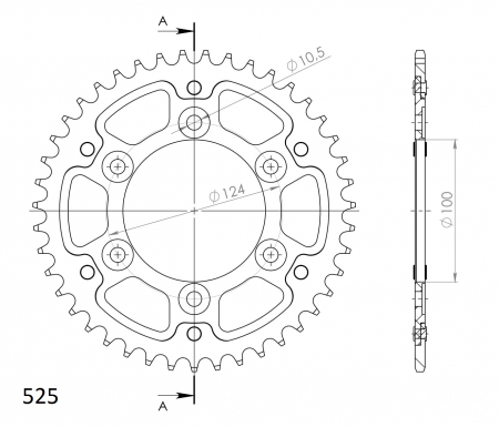 Rear sprocket SUPERSPROX STEALTH RST-745:42-GLD auriu 42T, 525 [1]