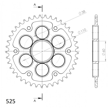 Rear sprocket SUPERSPROX STEALTH RST-755_525:39-BLK Negru 39T, 525 [1]