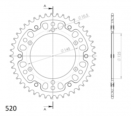 Rear sprocket SUPERSPROX STEALTH RST-855:45-GLD auriu 45T, 520 [1]