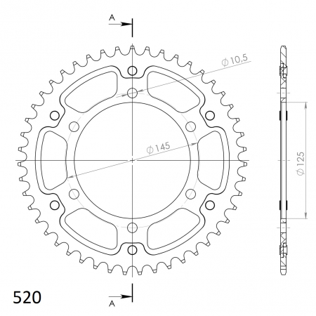 Rear sprocket SUPERSPROX STEALTH RST-855:47-GLD auriu 47T, 520 [1]
