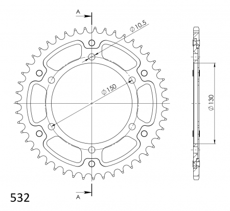 Rear sprocket SUPERSPROX STEALTH RST-866:47-GLD auriu 47T, 532 [1]