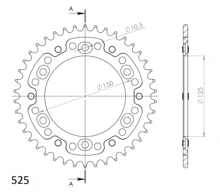 Rear sprocket SUPERSPROX STEALTH RST-899:42-GLD auriu 42T, 525 [1]