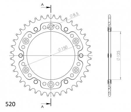 Rear sprocket SUPERSPROX STEALTH RST-990:40-GLD auriu 40T, 520 [1]