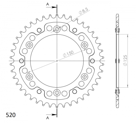 Rear sprocket SUPERSPROX STEALTH RST-990:42-GLD auriu 42T, 520 [1]