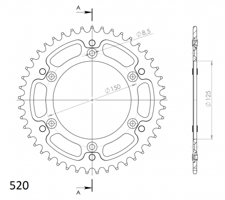 Rear sprocket SUPERSPROX STEALTH RST-990:45-GLD auriu 45T, 520 [1]