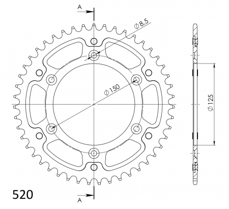 Rear sprocket SUPERSPROX STEALTH RST-990:47-GLD auriu 47T, 520 [1]