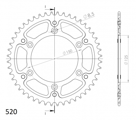 Rear sprocket SUPERSPROX STEALTH RST-990:49-GLD auriu 49T, 520 [1]