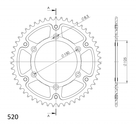 Rear sprocket SUPERSPROX STEALTH RST-990:51-GLD auriu 51T, 520 [1]