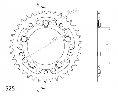 Rear sprocket SUPERSPROX STEALTH RST-991:38-ORG portocaliu 38T, 525 [1]