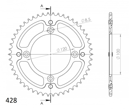 Rear sprocket SUPERSPROX STEALTH RST-998:50-BLU Albastru 50T, 428 [1]