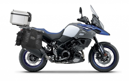 Piese moto - Set complet de genti laterale adventure SHAD TERRA TR40 si topcase din aluminiu SHAD TERRA 37L, incluzand kitul de montaj SHAD SUZUKI DL 650 V-Strom