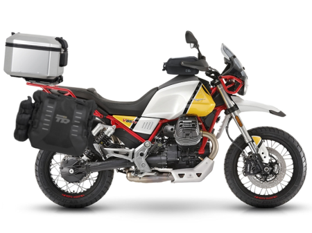 Piese moto - Set complet de genti laterale adventure SHAD TERRA TR40 si topcase din aluminiu SHAD TERRA 48L, incluzand kitul de montaj SHAD MOTO GUZZI V 85 TT
