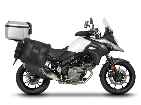 Piese moto - Set complet de genti laterale adventure SHAD TERRA TR40 si topcase din aluminiu SHAD TERRA 48L, incluzand kitul de montaj SHAD SUZUKI DL 650 V-Strom