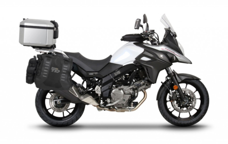 Piese moto - Set complet de genti laterale adventure SHAD TERRA TR40 si topcase din aluminiu SHAD TERRA 55L, incluzand kitul de montaj SHAD SUZUKI DL 650 V-Strom