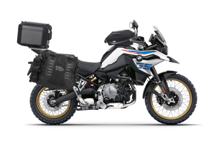 Piese moto - Set complet de genti laterale adventure SHAD TERRA TR40 si topcase din aluminiu SHAD TERRA TR55 PURE BLACK, incluzand kitul de montaj SHAD BMW F750GS/F850GS/ADVENTURE