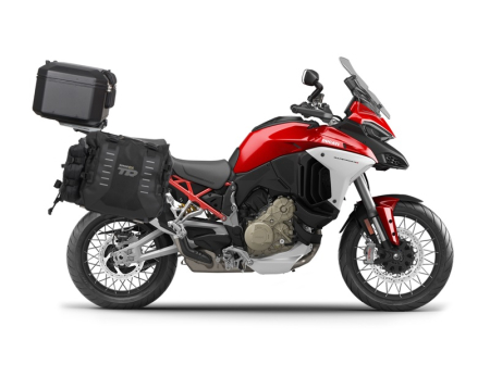 Piese moto - Set complet de genti laterale adventure SHAD TERRA TR40 si topcase din aluminiu SHAD TERRA TR55 PURE BLACK, incluzand kitul de montaj SHAD DUCATI MULTISTRADA 1200 V4