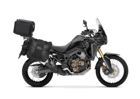Piese moto - Set complet de genti laterale adventure SHAD TERRA TR40 si topcase din aluminiu SHAD TERRA TR55 PURE BLACK, incluzand kitul de montaj SHAD HONDA CRF 1000L AFRICA TWIN