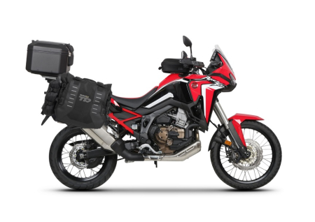 Piese moto - Set complet de genti laterale adventure SHAD TERRA TR40 si topcase din aluminiu SHAD TERRA TR55 PURE BLACK, incluzand kitul de montaj SHAD HONDA CRF 1100 L AFRICA TWIN
