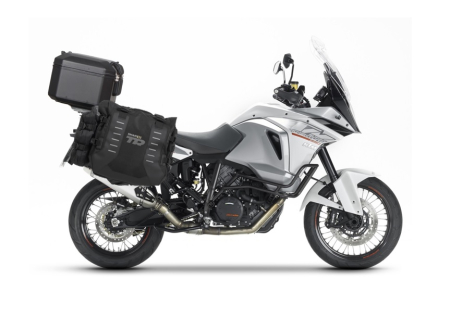 Piese moto - Set complet de genti laterale adventure SHAD TERRA TR40 si topcase din aluminiu SHAD TERRA TR55 PURE BLACK, incluzand kitul de montaj SHAD KTM 1290 SUPERADVENTURE