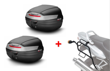Piese moto - Side cases with side master fitting kit SHAD SH37 Negru SUZUKI GSF 650 Bandit / GSF 1250 Bandit /GSX 650 F