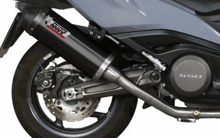 Piese moto - Sistem de evacuare complet 2x1 MIVV OVAL O.009.LVC Steel black / Carbon cap