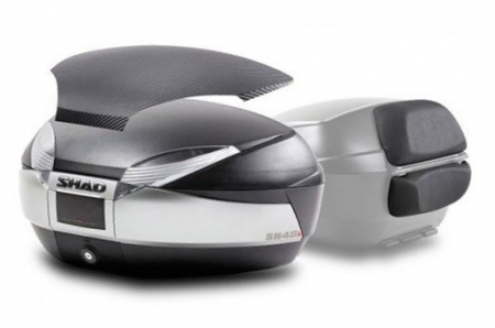 Piese moto - Top case SHAD SH48 New Titanium with backrest, carbon cover and PREMIUN SMART lock