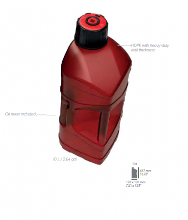 Utility can POLISPORT PROOCTANE 10 l with standard cap + 100 ml mixer + hose clear red [1]
