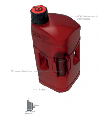 Utility can POLISPORT PROOCTANE 20 l with standard cap + 250 ml mixer + hose clear red [1]