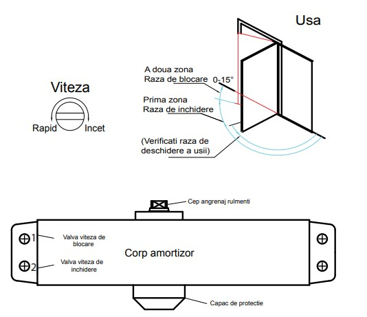 SA-5012AW-bn * Amortizor hidraulic cu brat, pentru usi de 25-45kg, maro [6]