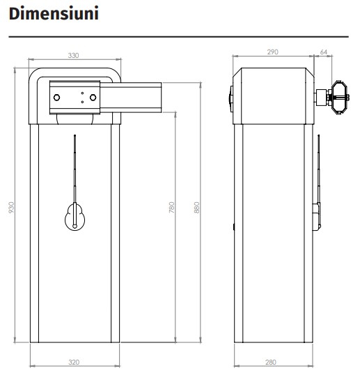 YK-BAR120-13 * Corp de bariera cu LED bicolor , cu deschidere in 3 secunde si brat de 4.5m (neinclus) [7]