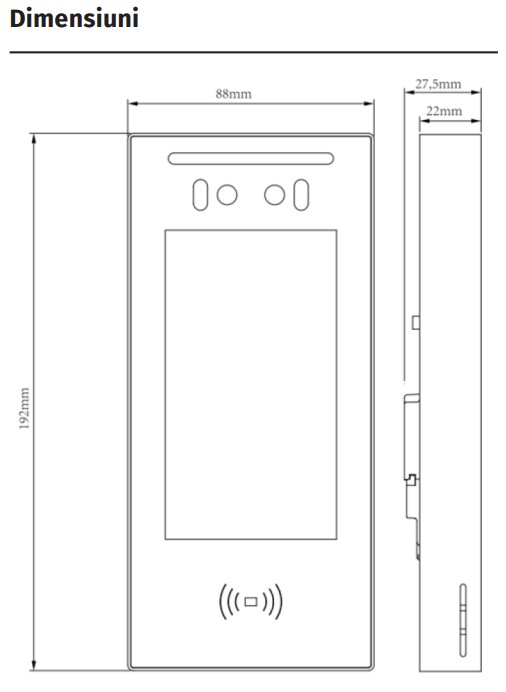 A05S * Terminal de control acces IP cu ecran de 5” si camera duala,  recunoastere faciala, cod QR, bluetooth, NFC, carduri Mifare [3]
