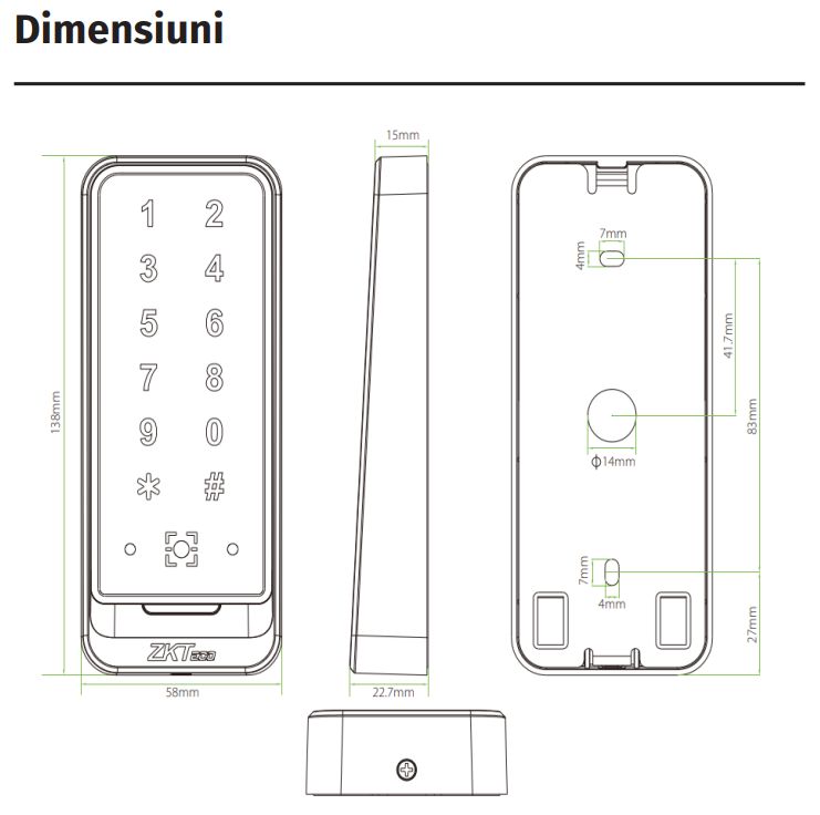 ACC-ER-QR600-VK-2 * Cititor de proximitate RFID MF 13.56MHz , PIN si cod QR, cu comunicatie Wiegand si RS485, tastatura touch, IP65 [3]