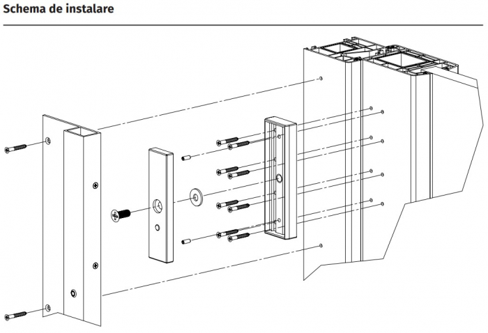 ATOM-22(PB) * Electromagnet pentru usi cu profil din aluminiu sau PVC, cu  deschidere la exterior, buton de iesire incastrat [7]