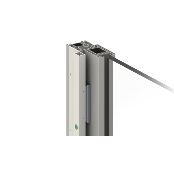 ATOM-22(PB) * Electromagnet pentru usi cu profil din aluminiu sau PVC, cu  deschidere la exterior, buton de iesire incastrat [1]
