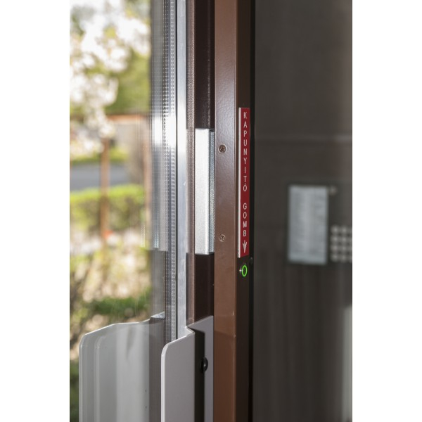 ATOM-22(PB) * Electromagnet pentru usi cu profil din aluminiu sau PVC, cu  deschidere la exterior, buton de iesire incastrat [3]