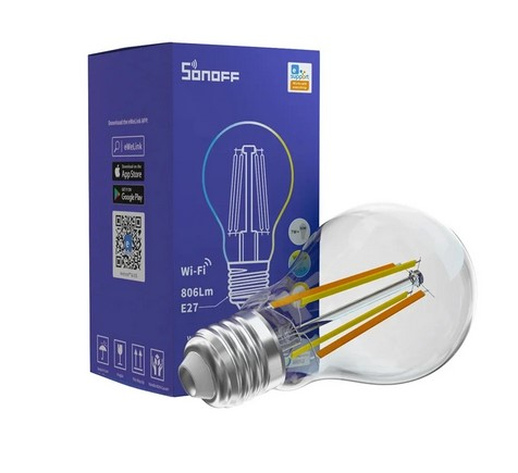 BEC INTELIGENT SONOFF CU LED B02-F-A60 * Bec LED  cu WiFi: lumina  ajustabila (rece 6500K sau calda 2200K), putere 7W 806lm [1]