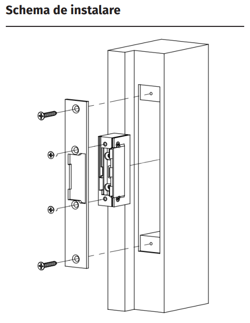 DORCAS-99-1-AbDF-TOP-DOUBLE * Yala electromecanica incastrabila, fail-secure cu memorie mecanica, de mici dimensiuni, pentru broasca cu opritor de limba despartita in doua [2]