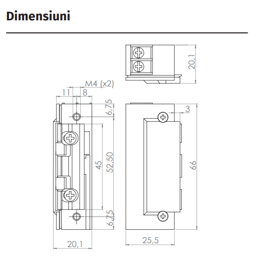 DORCAS-99-1-AbDF-TOP-DOUBLE * Yala electromecanica incastrabila, fail-secure cu memorie mecanica, de mici dimensiuni, pentru broasca cu opritor de limba despartita in doua [3]