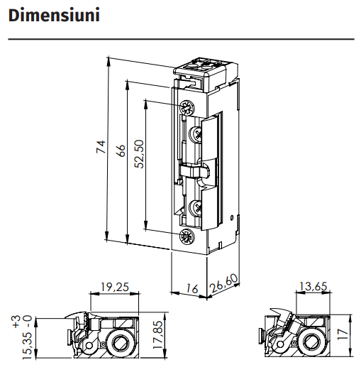 DORCAS-SF99-2-NF305/LX * Yala electromecanica incastrabila rezistenta la foc, EI120, cu suport de montare [3]