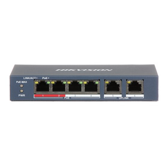 DS-3E0106P-E/M (B) * Switch 4 porturi, Extended PoE, Layer 2 [1]
