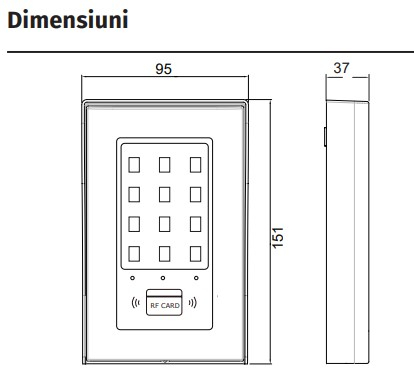 DT-AKP * Controler de acces cu PIN si cartele de proximitate RFID EM (125 kHz), cu taste tactile amestecate [8]