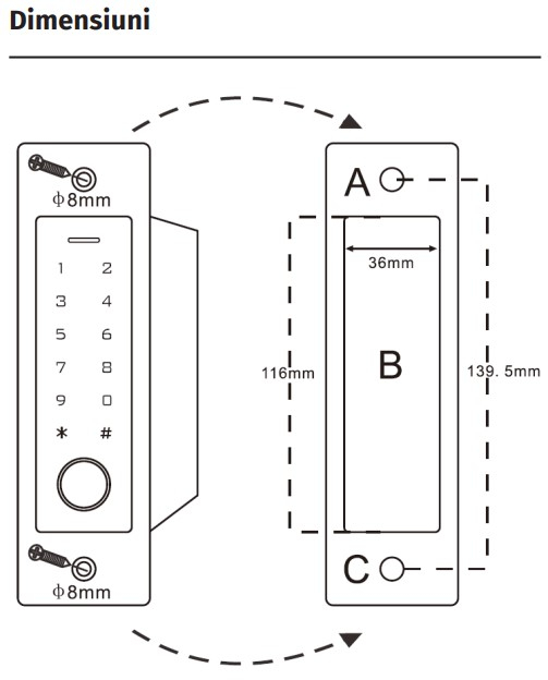 EF4 * Controler de acces stand-alone, incastrabil, antivandal de exterior cu tastatura, cititor RFID si amprenta [3]