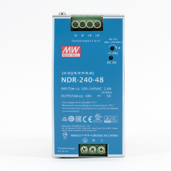 NDR-240-48 * Sursa de alimentare industriala 48vcc/ 240W, cu o singura iesire, montare pe sina DIN [2]