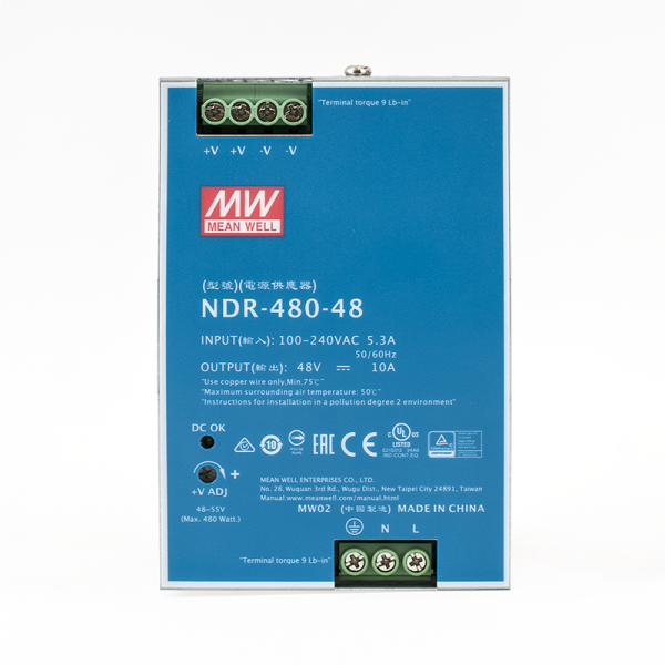 NDR-480-48 * Sursa de alimentare industriala 48vcc/ 480W, cu o singura iesire, montare pe sina DIN [2]