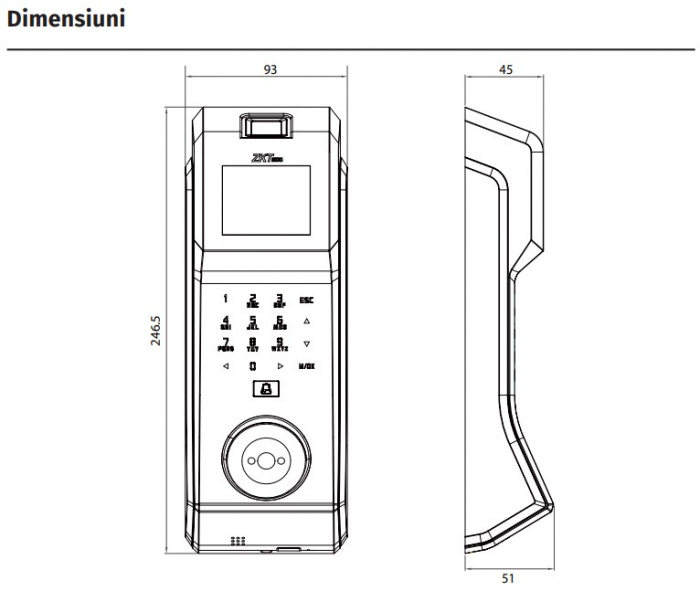 PA10 * Terminal de control acces si pontaj standalone cu amprente, palma, carduri RFID si cod numeric (PIN) [3]