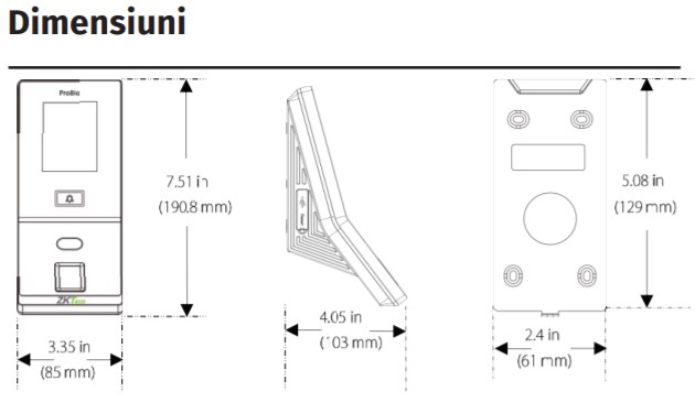PRO-BIO * Controler de acces cu functie de pontaj, cu recunoastere faciala, amprente, cititor de proximitate si cod PIN [3]