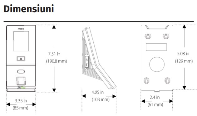 PRO-FAC * Controler stand-alone cu functie de pontaj, cu recunoastere faciala, card si tastatura, ZK Bio Security [3]